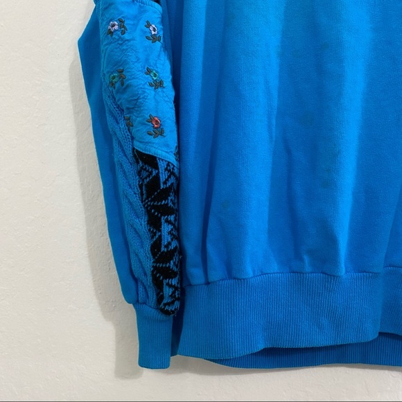 Old America Men’s S Cableknit Floral Embroidered V Neck Collar Pullover Sweater - Picture 7 of 8